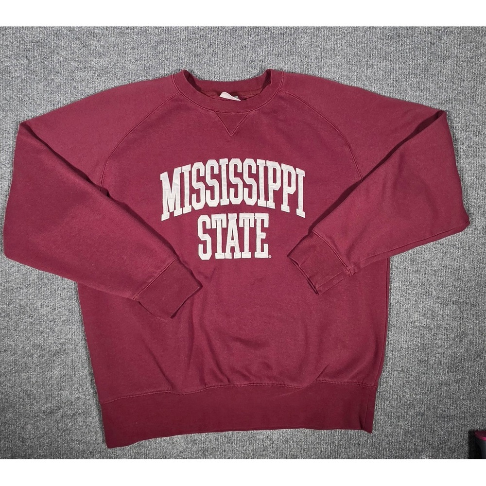 Knights Apparel Mississippi State Bulldogs‎ Sweatshirt XL Maroon Crewneck Raglan